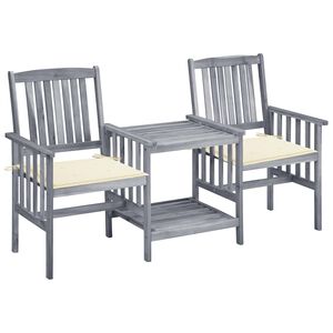 vidaXL Chaises de jardin avec table &agrave; th&eacute; et coussins Acacia solide