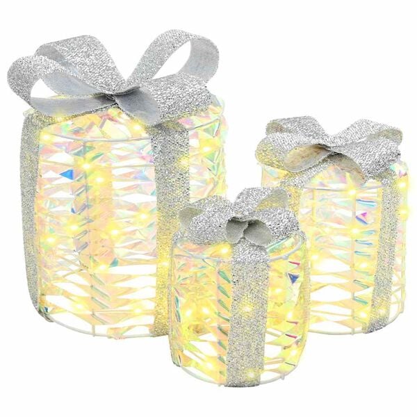 vidaXL D&eacute;coration de bo&icirc;te cadeau 3 pcs 20 x 20 x 20 cm PET