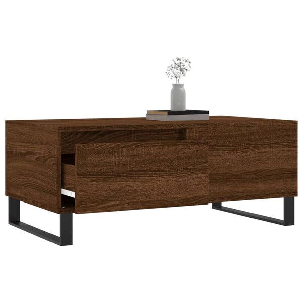 vidaXL Table basse Ch&ecirc;ne marron 90x50x36,5 cm Bois d'ing&eacute;nierie