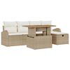 vidaXL Ensemble de canap&eacute; de jardin 6 pc Beige polyrotin