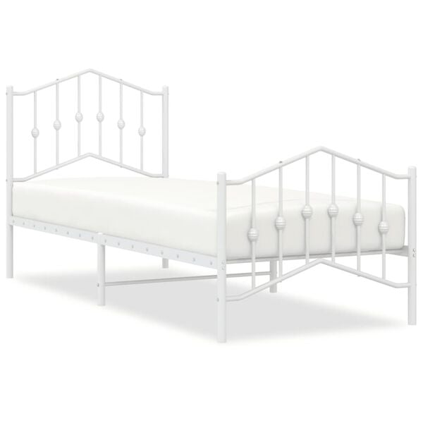 vidaXL Cadre de lit m&eacute;tal sans matelas avec pied de lit blanc 80x200cm