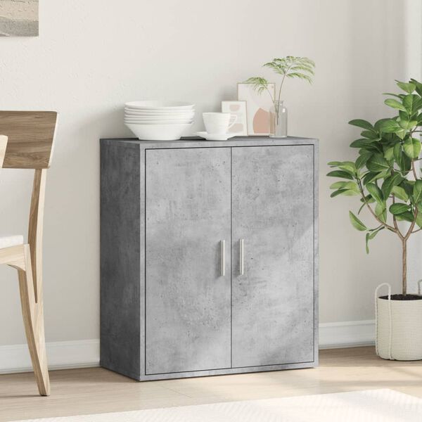 vidaXL Buffet gris b&eacute;ton 79x38x80 cm bois d'ing&eacute;nierie