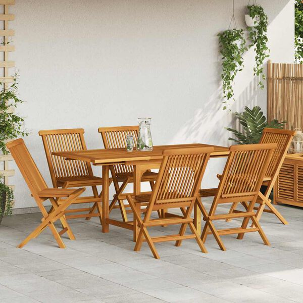 vidaXL Ensemble &agrave; manger de jardin 7 pcs Bois de teck massif