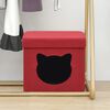 vidaXL Tabouret de rangement pliable avec motif de chat Bordeaux Tissu