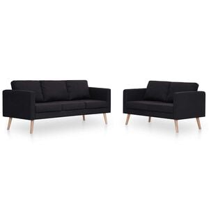 vidaXL Ensemble de canap&eacute; 2 pcs tissu noir