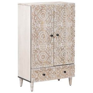 vidaXL Buffet Haut Blanc 60 x 33,5 x 100 cm Bois de mangue massif