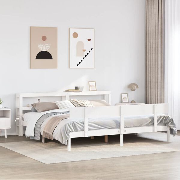 vidaXL Cadre de lit sans matelas blanc 180x200 cm bois massif de pin