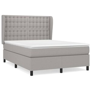 vidaXL Sommier &agrave; lattes de lit avec matelas Gris clair 140x200cm Tissu