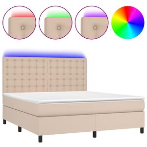 vidaXL Sommier &agrave; lattes de lit avec matelas LED Cappuccino 160x200 cm