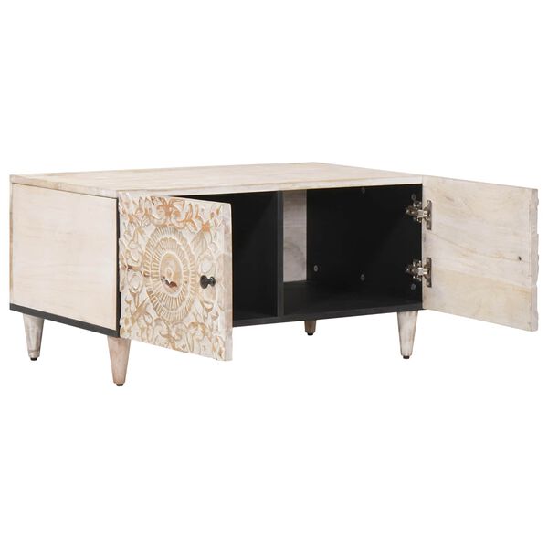 vidaXL Table basse Blanc 80 x 50 x 40 cm Bois de mangue massif