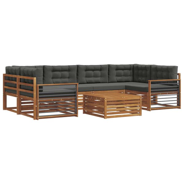 vidaXL Ensemble de canap&eacute;s d'ext&eacute;rieur 8 pcs Naturel et Anthracite