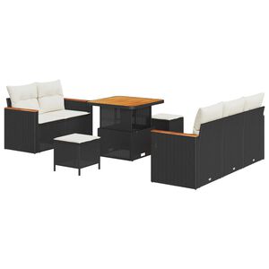 vidaXL Ensemble de canap&eacute; de jardin 10 pcs Noir et Cr&egrave;me polyrotin
