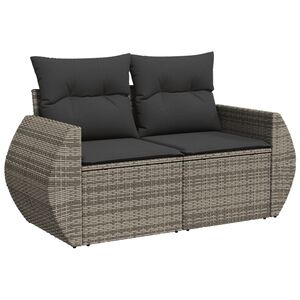 vidaXL Canap&eacute; de jardin 2 places avec coussins gris r&eacute;sine tress&eacute;e