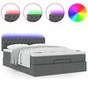 vidaXL Lit ottoman avec matelas et LED gris foncé 140x200 cm tissu