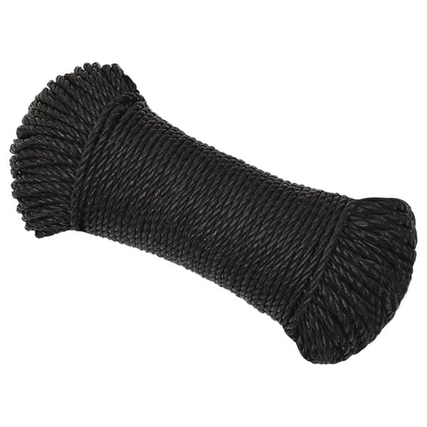 vidaXL Corde de travail noir 3 mm 50 m polypropyl&egrave;ne
