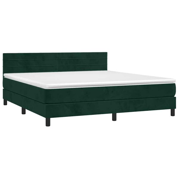 vidaXL Sommier &agrave; lattes de lit avec matelas LED Vert fonc&eacute; 160x200 cm