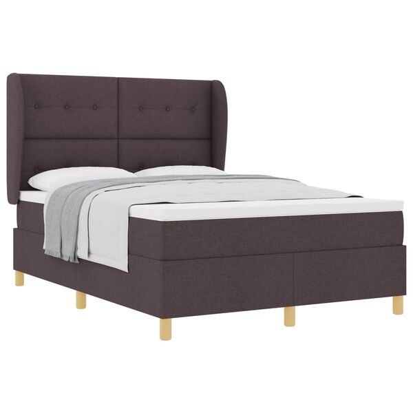 vidaXL Lit &agrave; ressorts avec matelas gris fonc&eacute; 90x190 cm Marron fonc&eacute;