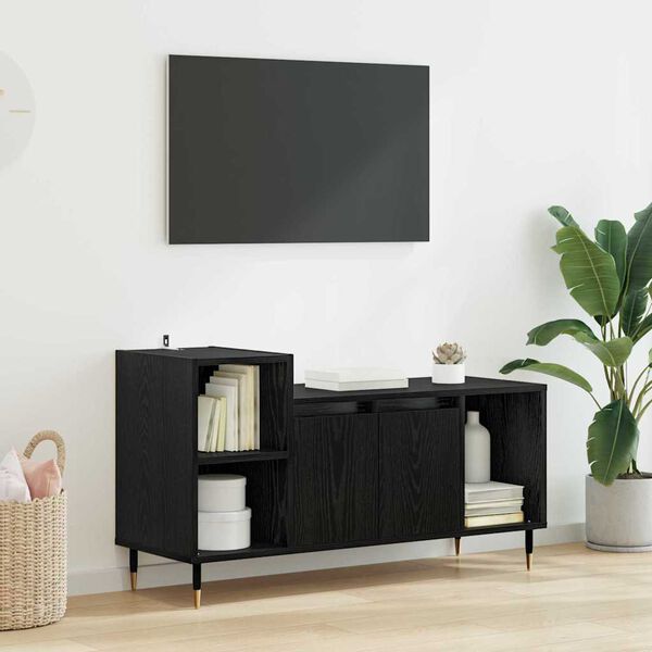 vidaXL Meuble TV Ch&ecirc;ne noir 100 x 35 x 55 cm Bois d'ing&eacute;nierie