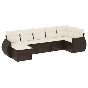 vidaXL Salon de jardin avec coussins 7 pcs marron r&eacute;sine tress&eacute;e