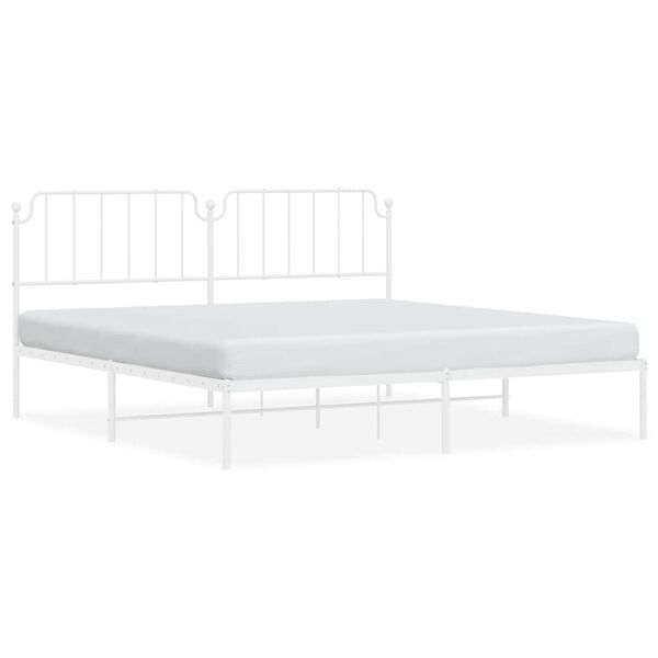 vidaXL Cadre de lit m&eacute;tal sans matelas et t&ecirc;te de lit blanc 193x203 cm