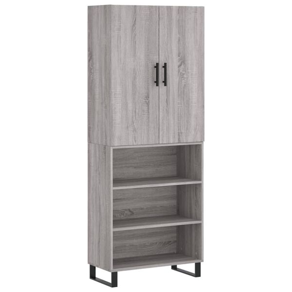 vidaXL Buffet haut Sonoma gris 69,5x34x180 cm Bois d'ing&eacute;nierie