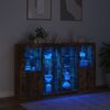 vidaXL Buffets avec lumi&egrave;res LED 3 pcs ch&ecirc;ne fum&eacute; bois d'ing&eacute;nierie