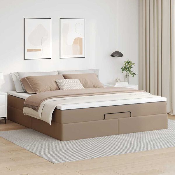 VidaXL Cadre de lit ottoman et matelas cappuccino 160x200cm similicuir