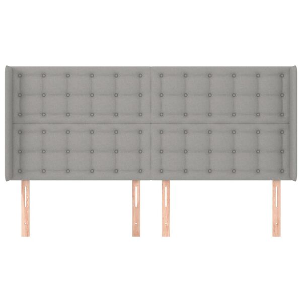 vidaXL T&ecirc;te de lit avec oreilles Gris clair 183x16x118/128 cm Tissu