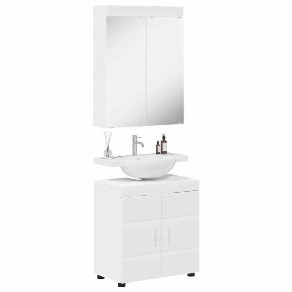 vidaXL Ensemble de mobilier de salle de bain avec &eacute;tag&egrave;re TULUM Blanc