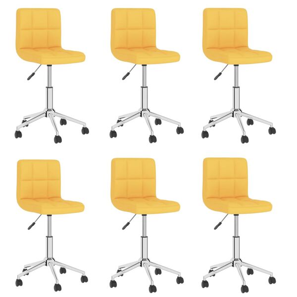 vidaXL Chaises pivotantes &agrave; manger lot de 6 Jaune moutarde Tissu