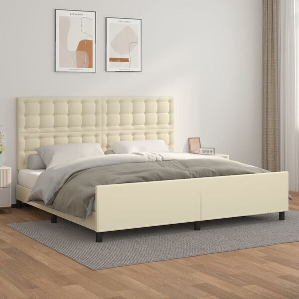 vidaXL Cadre de lit sans matelas cr&egrave;me 200x200 cm similicuir