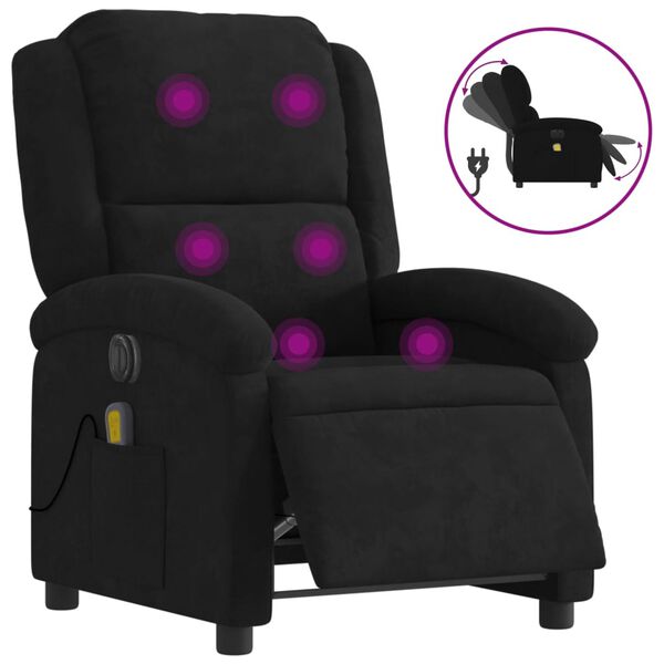 vidaXL Fauteuil inclinable de massage &eacute;lectrique noir velours