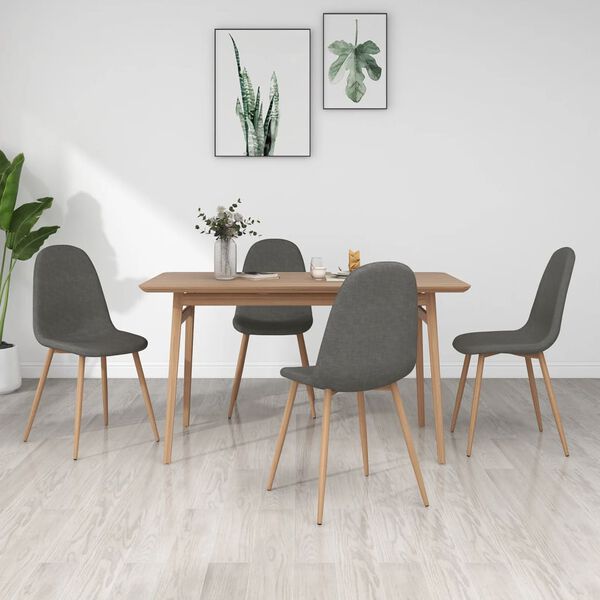 vidaXL Chaises &agrave; manger lot de 4 gris fonc&eacute; tissu