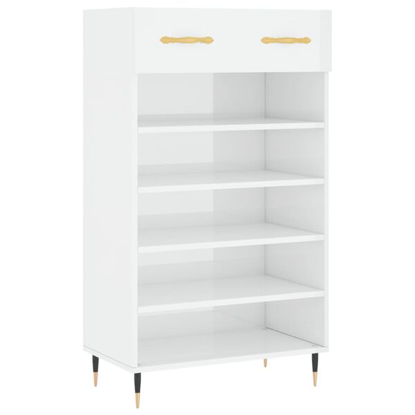 vidaXL Armoire &agrave; chaussure Blanc brillant 60x35x105 cm Bois ing&eacute;nierie
