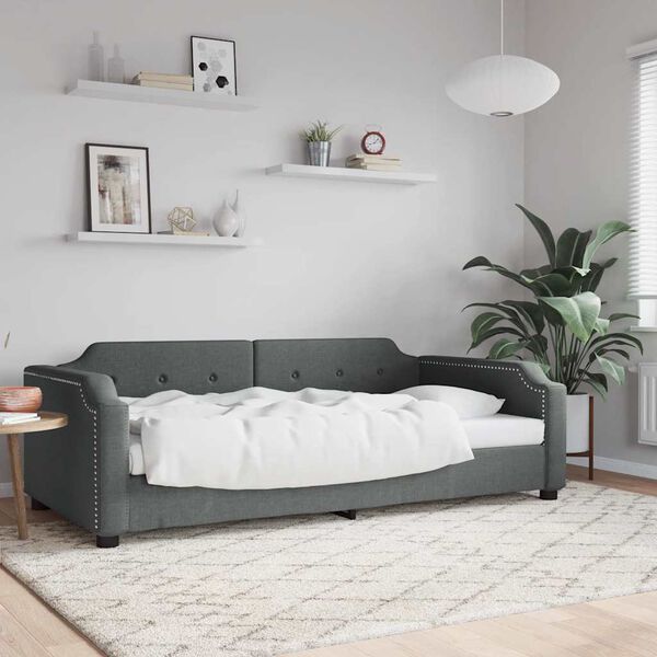 vidaXL Lit de repos sans matelas gris foncé 80x200 cm tissu