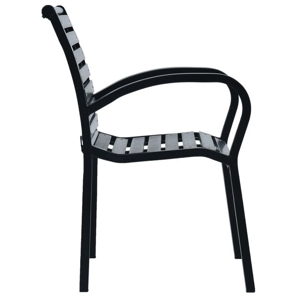 vidaXL Chaises de jardin lot de 2 Noir Acier et WPC
