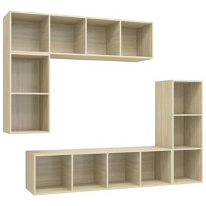 vidaXL Ensemble de meubles TV 4 pcs Ch&ecirc;ne sonoma Bois d'ing&eacute;nierie