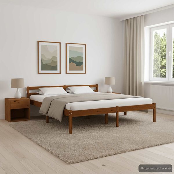 vidaXL Cadre de lit sans matelas marron miel bois massif pin 180x200cm