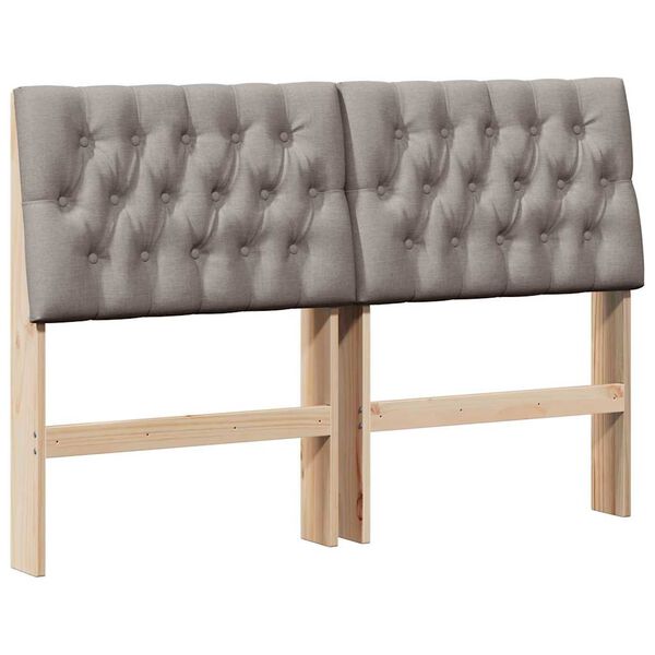 vidaXL T&ecirc;te de lit capitonn&eacute;e Taupe 160 cm Pin massif