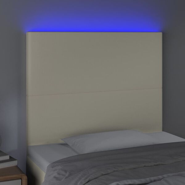 vidaXL T&ecirc;te de lit &agrave; LED Cr&egrave;me 80x5x118/128 cm Similicuir