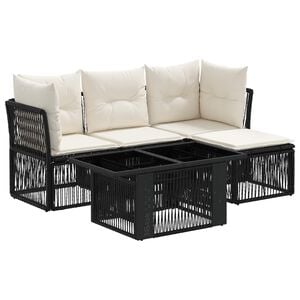 vidaXL Ensemble de canap&eacute; de jardin 5 pc Noir polyrotin