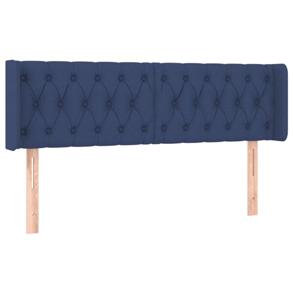 vidaXL T&ecirc;te de lit &agrave; LED Bleu 163x16x78/88 cm Tissu