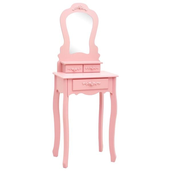 vidaXL Ensemble de coiffeuse avec tabouret Rose 50x59x136 cm Paulownia