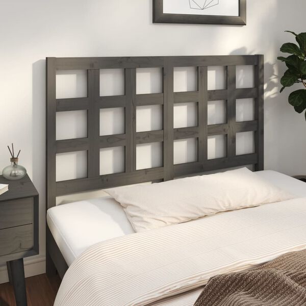 vidaXL T&ecirc;te de lit Gris 125,5x4x100 cm Bois massif de pin