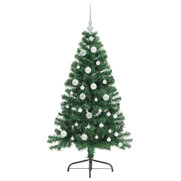 vidaXL Sapin de No&euml;l artificiel pr&eacute;-&eacute;clair&eacute; Vert 120 cm PVC