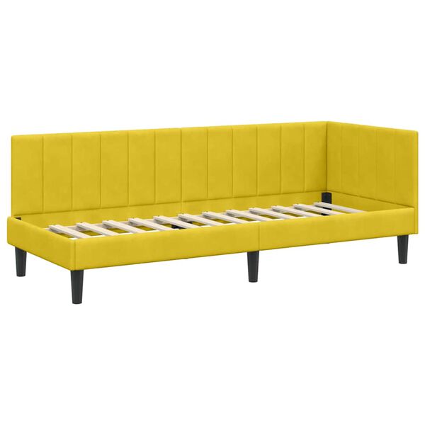 vidaXL Cadre de lit d'angle Jaune 80 cm x 200 cm Velours