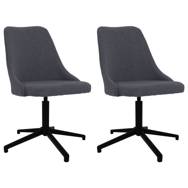 vidaXL Chaises pivotantes &agrave; manger lot de 2 gris fonc&eacute; tissu