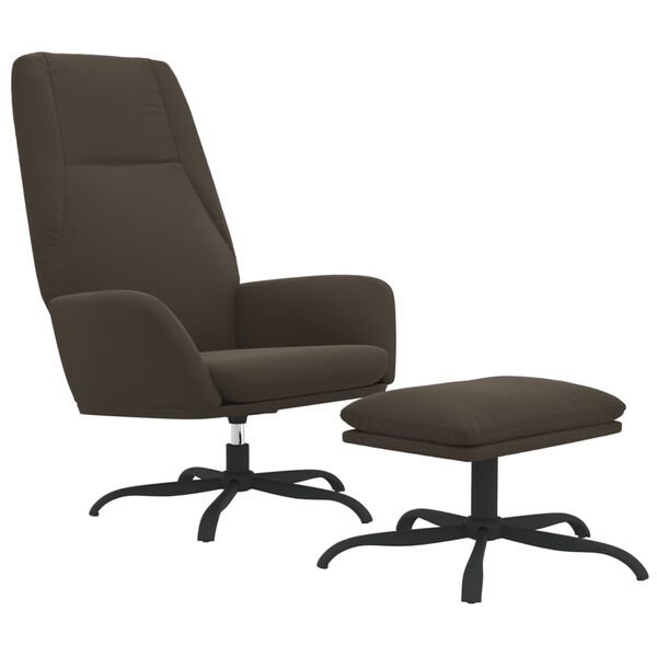 vidaXL Chaise de relaxation avec tabouret Gris fonc&eacute; Tissu microfibre