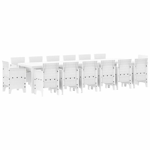 vidaXL Ensemble de salle &agrave; manger pour jardin 15 pcs Blanc Rattan Polt