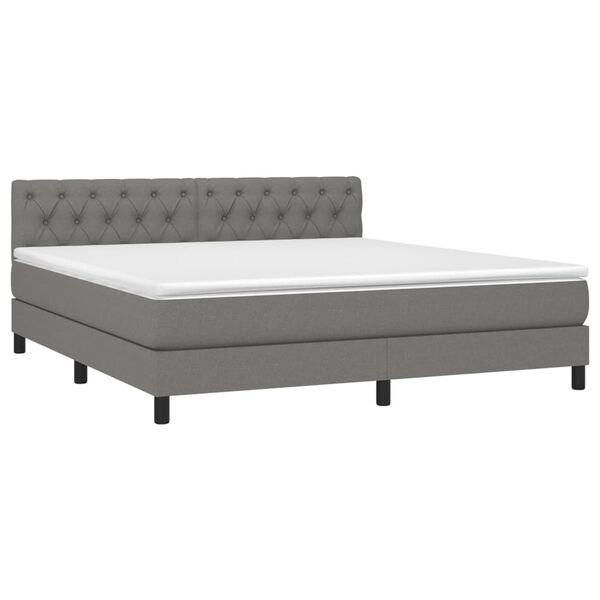 vidaXL Sommier &agrave; lattes de lit et matelas et LED Gris fonc&eacute; 160x200 cm